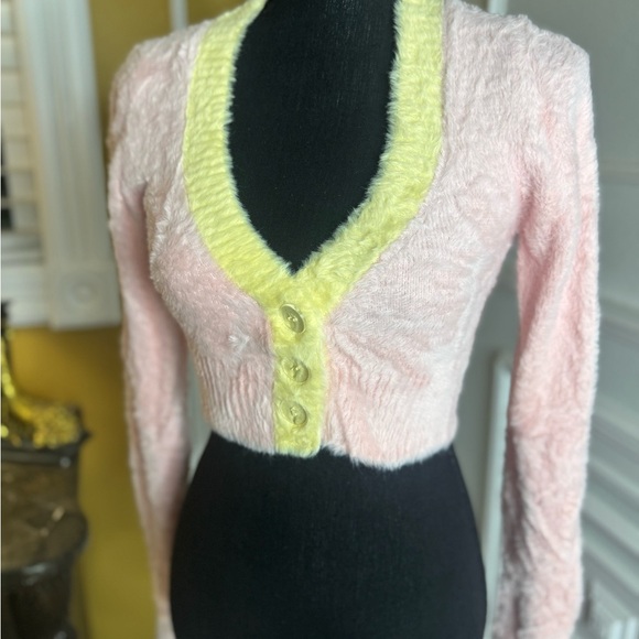 For Love and Lemons 🍋 Pink and Yellow Women's Sweater - Picture 4 of 12